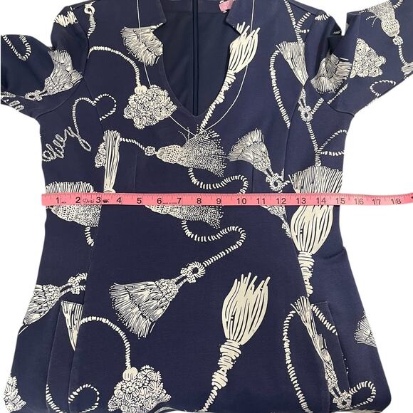 Lilly Pulitzer Joanie Sheath Dress Navy Blue Size Small Nautical Tassels Rope - Picture 11 of 16